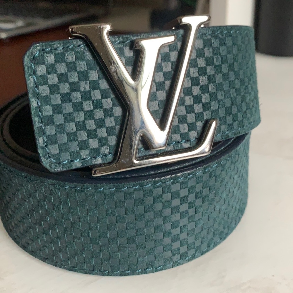 Louis Vuitton LV buckle suede belt